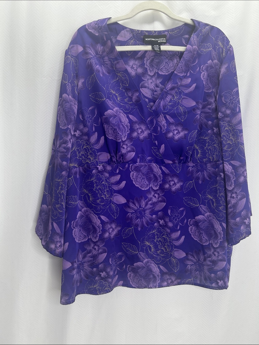Norton McNaughton Purple Floral Surplice Blouse